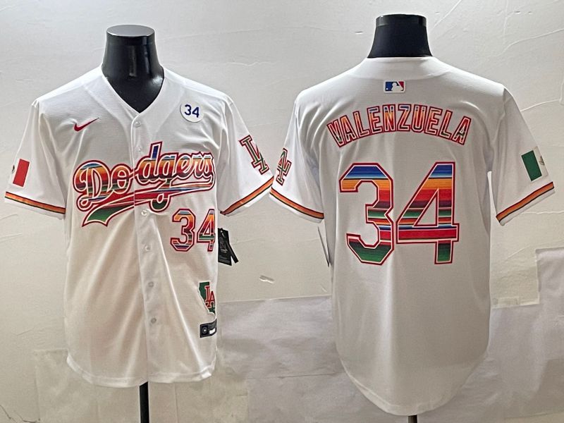 Men Los Angeles Dodgers 34 Valenzuela White Game Nike 2025 MLB Jersey style 4253